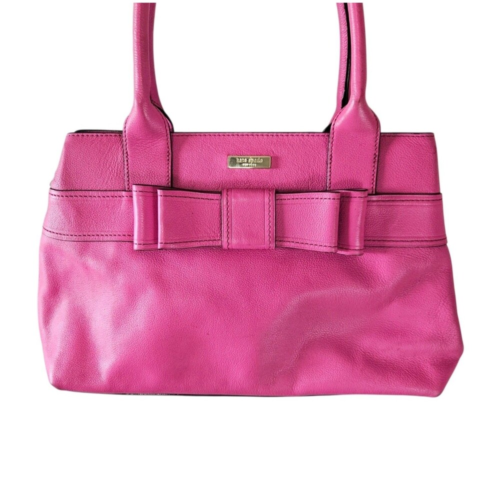 Kate Spade Women Shoulder Bag Hot Pink Pebbled Leather Bow Detail Barbiecore - Picture 3 of 15